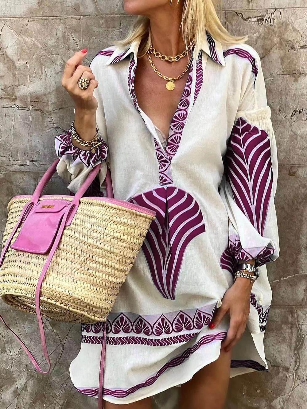 Françoise - Mini-robe de fête à imprimé simple