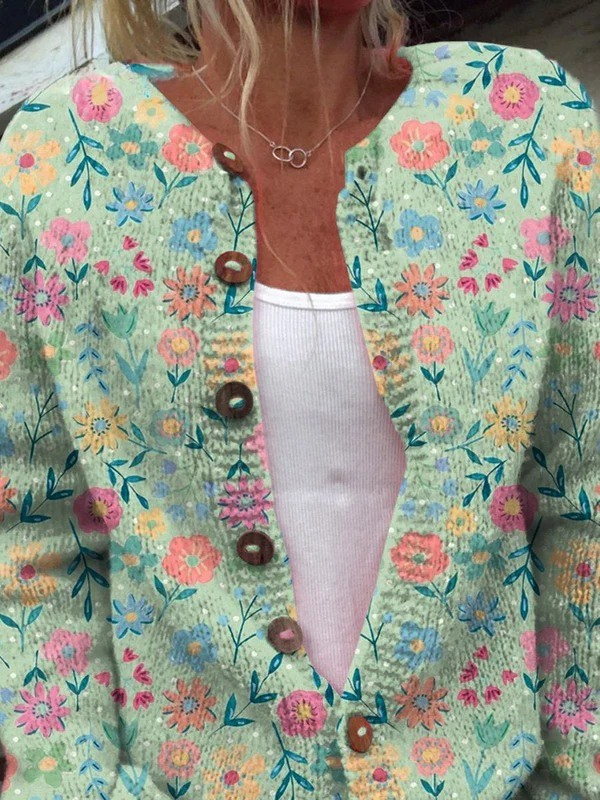 Marianne | Cardigan Boutonné Imprimé à Motif Floral