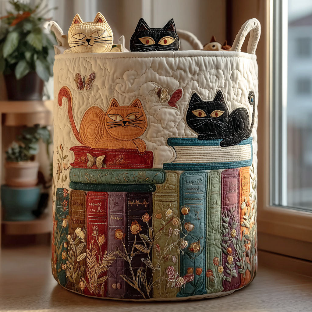 Panier matelassé avec défilé de chats