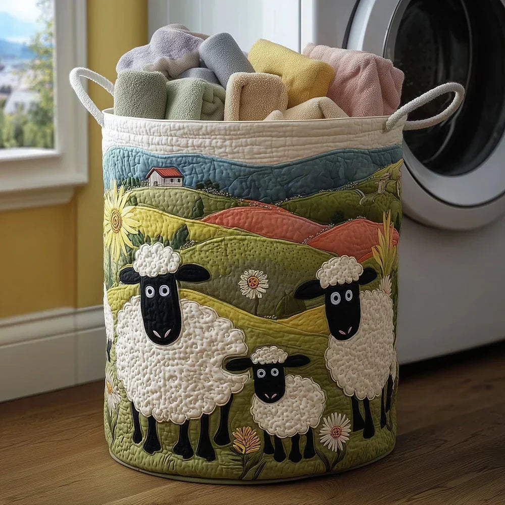 Panier matelassé avec moutons blottis