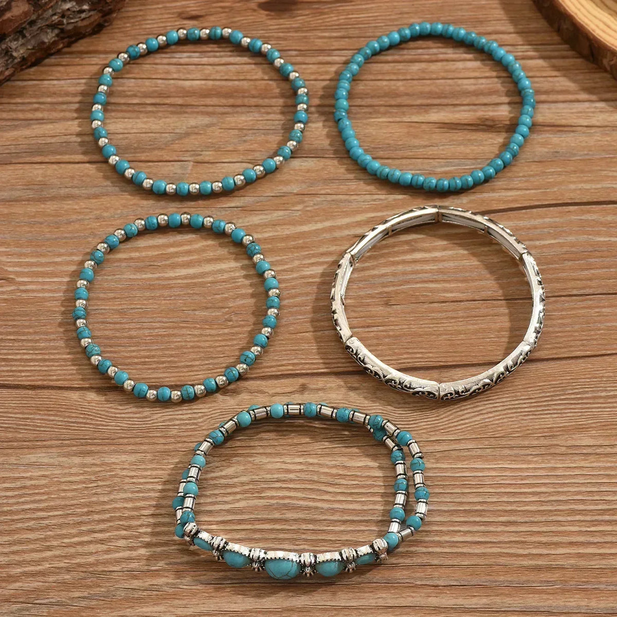 Véronique - Ensemble de Bracelets à Perles Turquoise