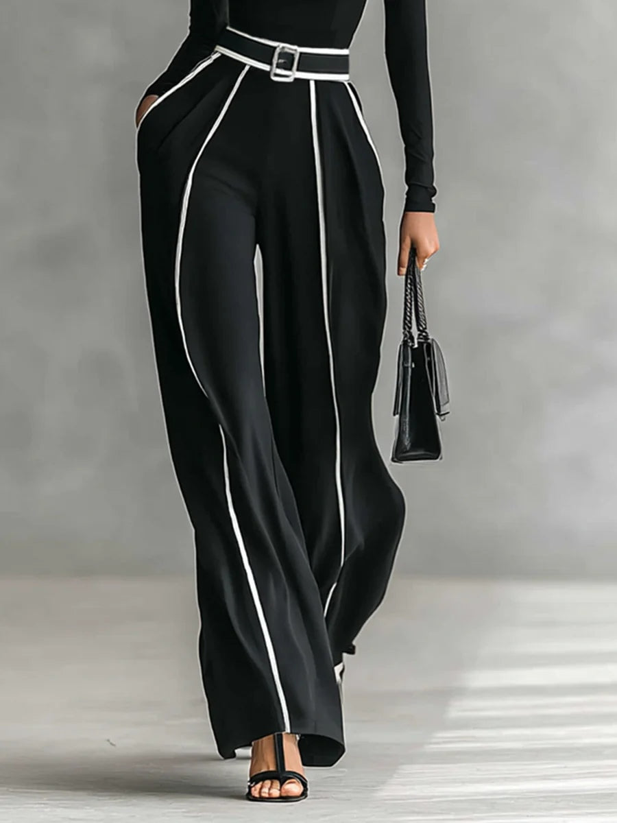 Emma | Ensemble Élégant Col Montant et Pantalon Large