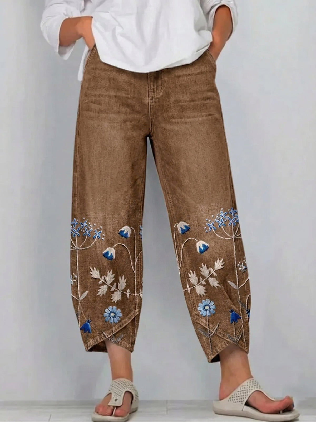 Aven | Pantalon décontracté brodé
