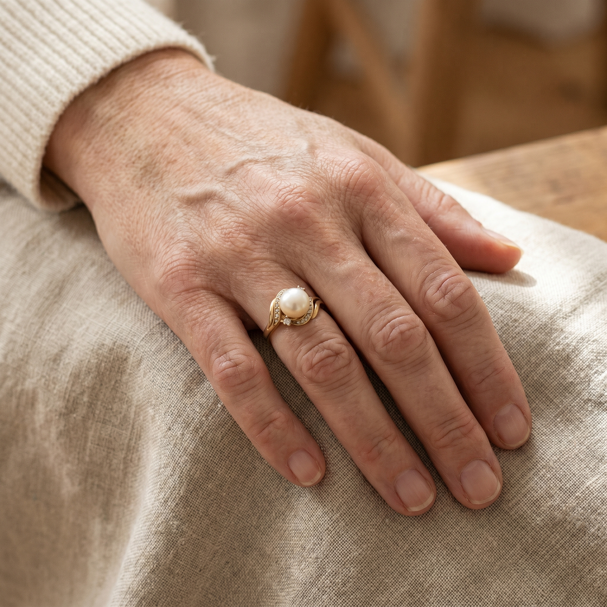 Anello Elegante con Perla e Oro Brillante