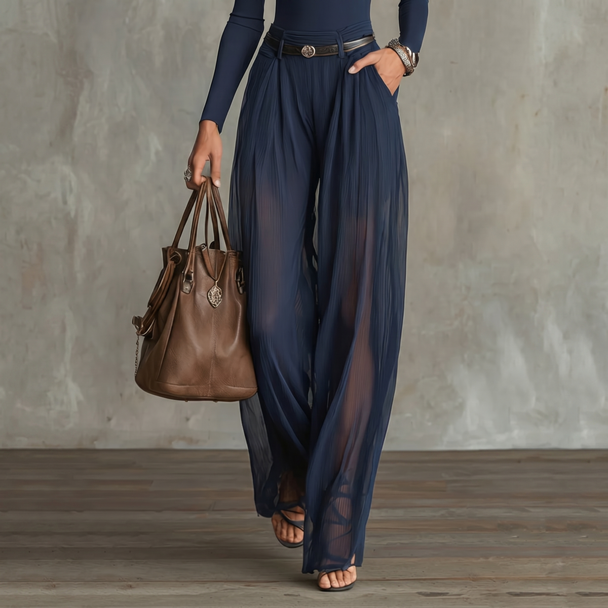 Conjunto Top Encaje Azul y Pantalón