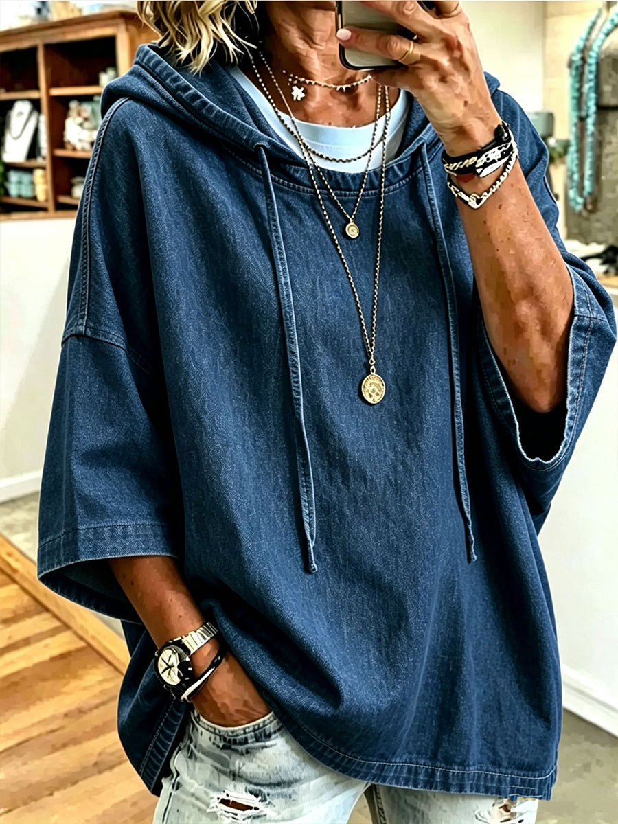 Willow™ | Sweat à capuche oversize décontracté en chambray