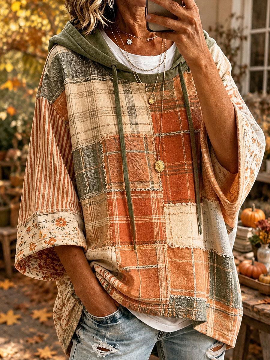 Ana | Sweat à capuche oversize patchwork d'automne
