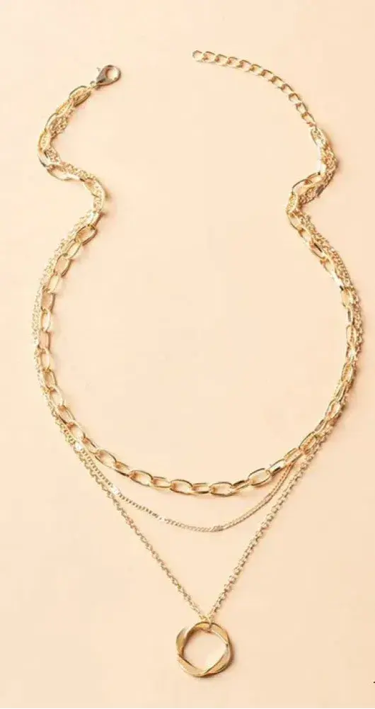 Trinidad - Collier Doré Classique à Couches avec Pendentif