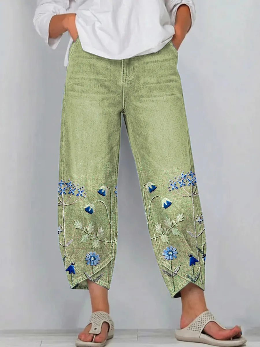 Aven | Pantalon décontracté brodé