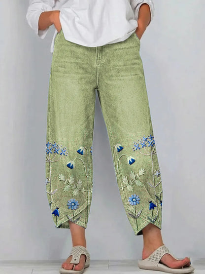Aven | Pantalon décontracté brodé