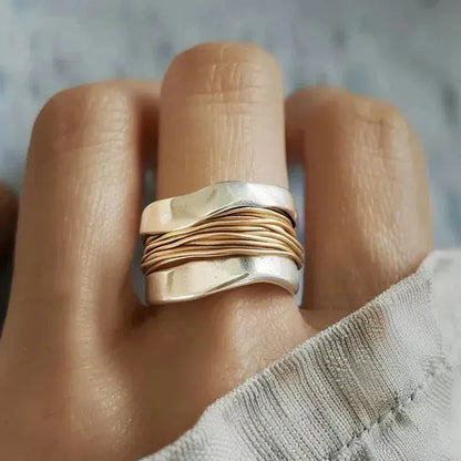 Carmen - Bague en Argent avec Fil Doré