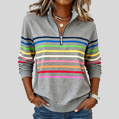 Prismette™ | Sweat quart-zippé à rayures colorées