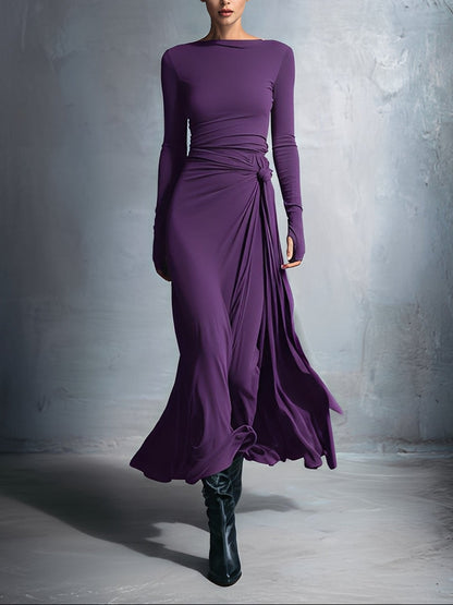 Naomie | Robe Longue avec Nœud Effet Soie