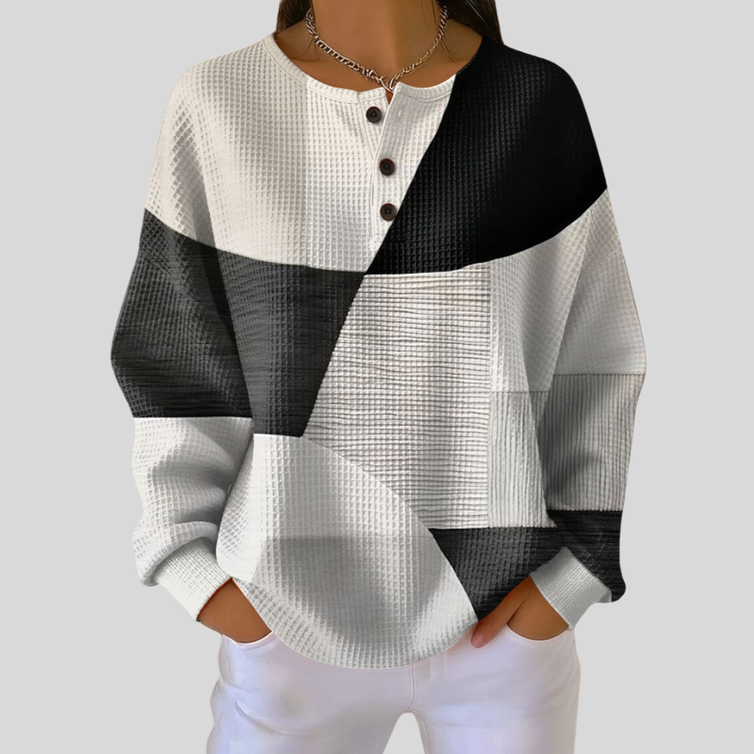 Almira™ | Sweat henley en maille gaufrée