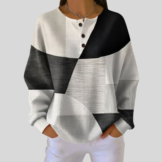 Almira™ | Sweat henley en maille gaufrée