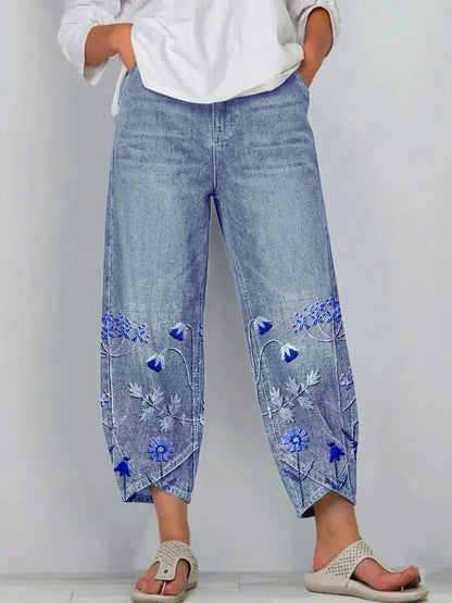 Aven | Pantalon décontracté brodé