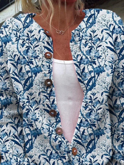 Corinne | Cardigan Boutonné Imprimé à Motif Floral