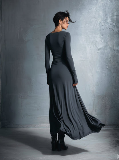 Naomie | Robe Longue avec Nœud Effet Soie