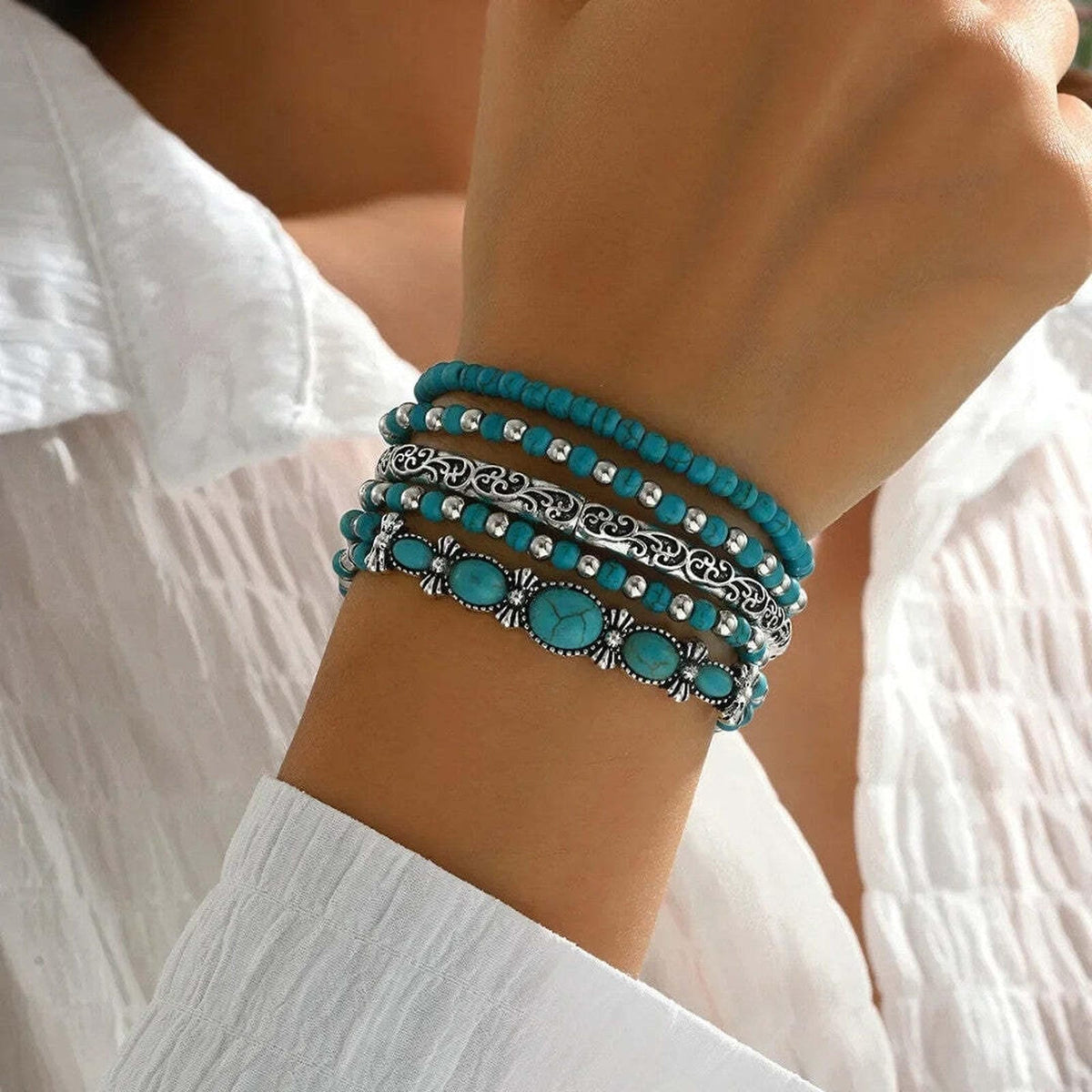 Mirella™ - Collection de Bracelets Boho avec Perles Turquoise