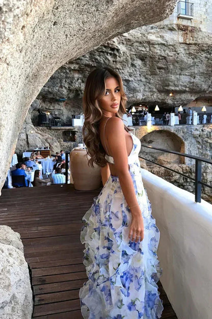 Uri | Robe Midi Fleurie à Volants