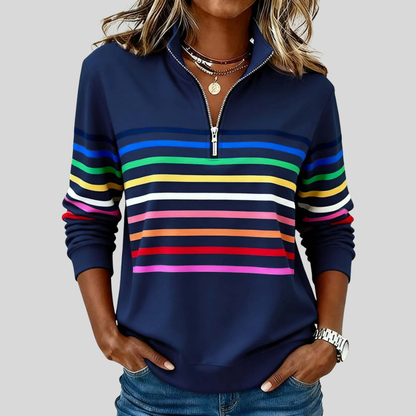 Prismette™ | Sweat quart-zippé à rayures colorées
