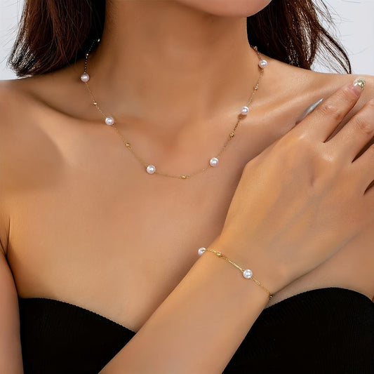 Ensemble de Bijoux Chaîne de Perles Délicate