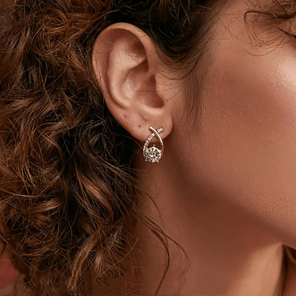 Soledad - Boucles d'Oreilles avec Croix Dorée et Zircone