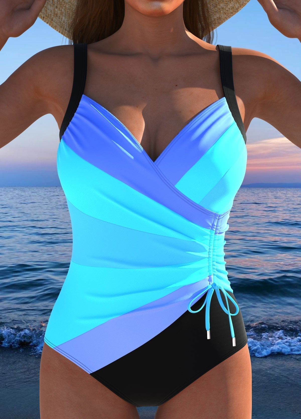 Maillot de bain de luxe imprimé coloré à décolleté croisé