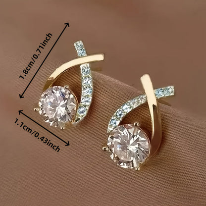 Soledad - Boucles d'Oreilles avec Croix Dorée et Zircone