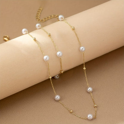 Set di Gioielli con Catena di Perle Delicate