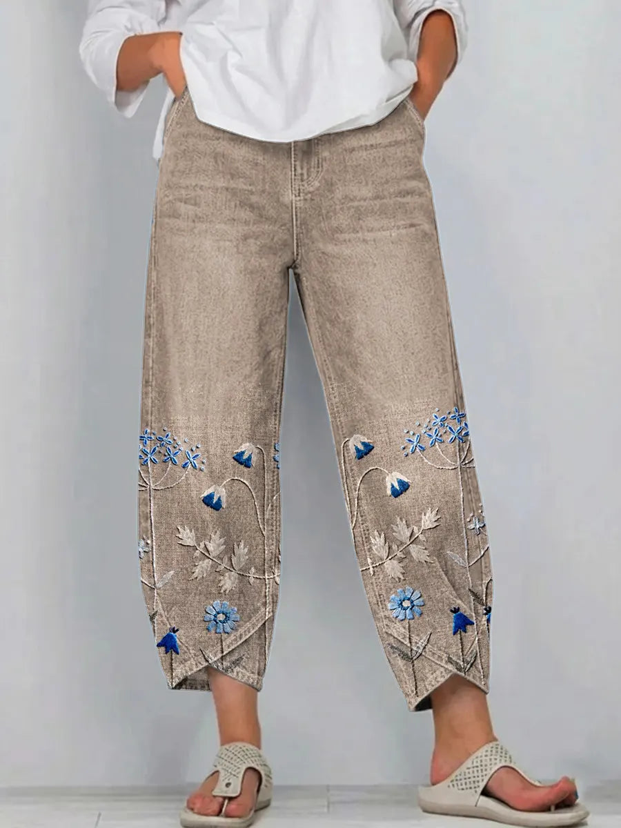 Aven | Pantalon décontracté brodé