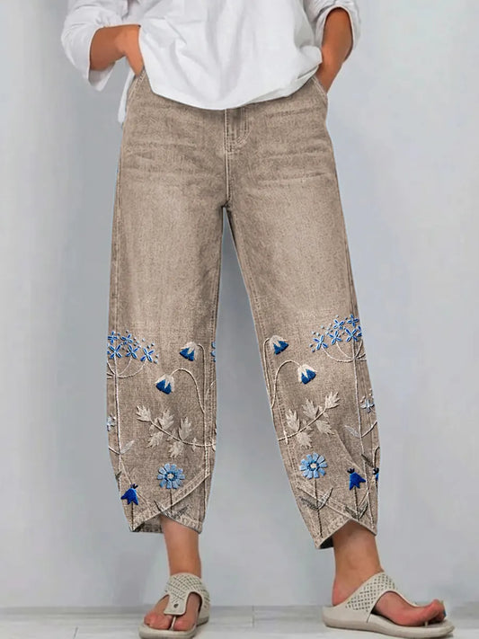 Aven | Pantalon décontracté brodé