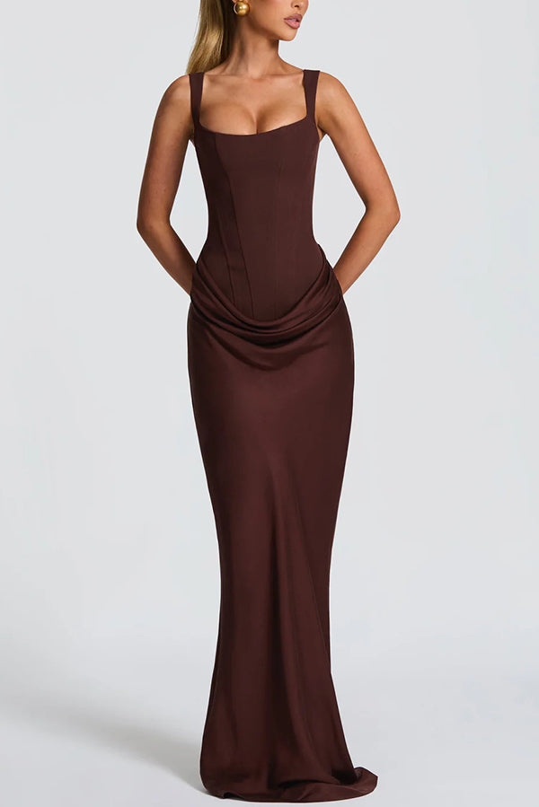 Éléonore | Robe Longue à Encolure Carrée