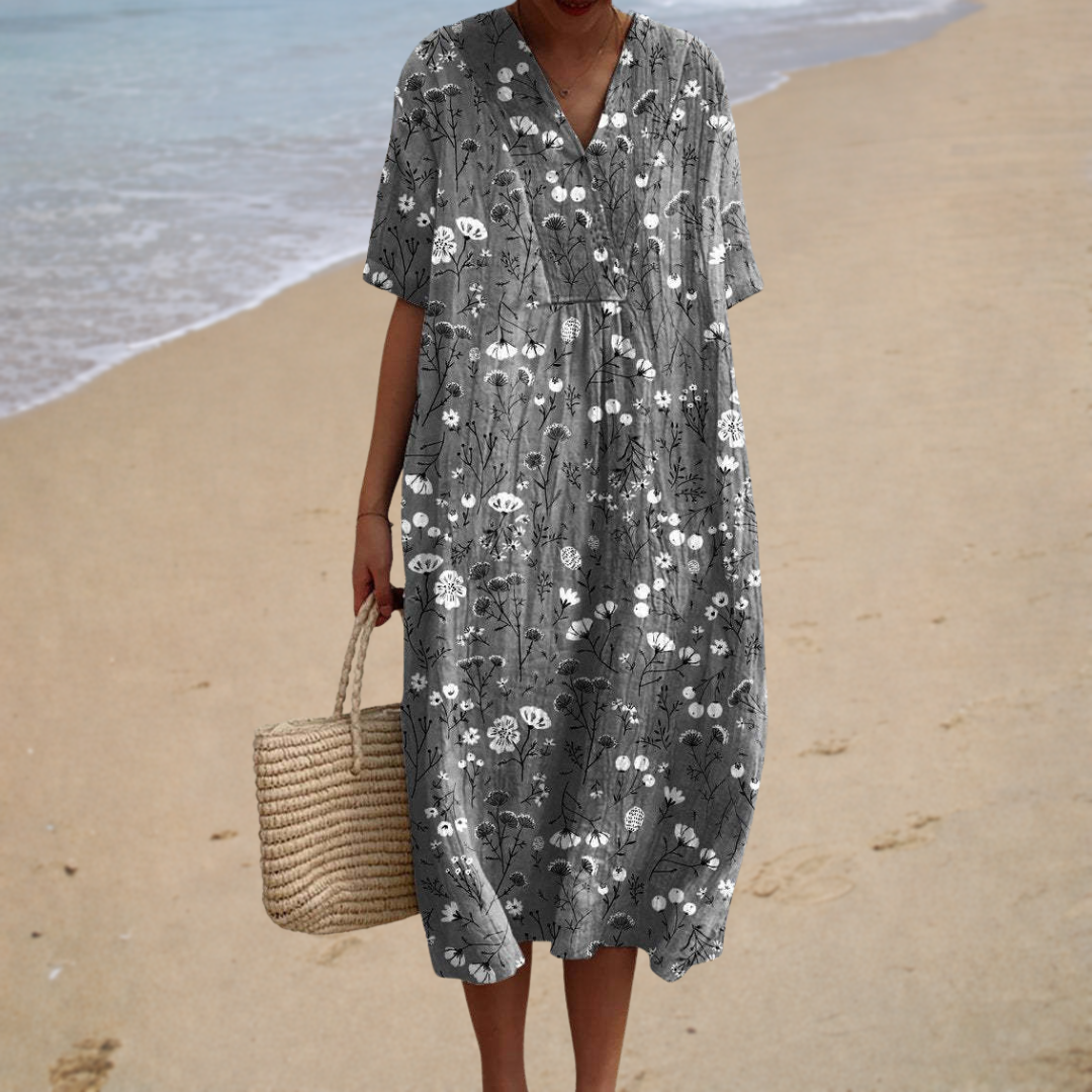 Camille | Robe longue florale minimaliste