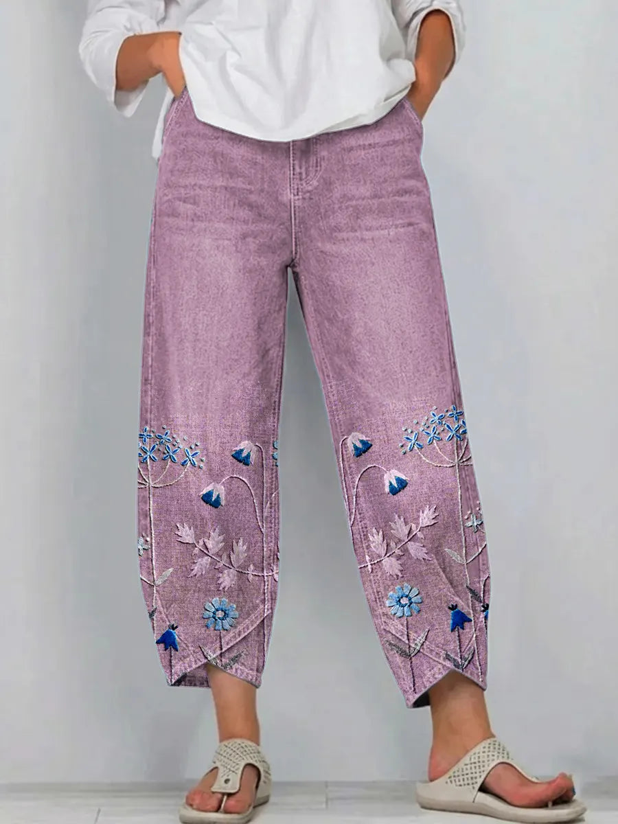 Aven | Pantalon décontracté brodé