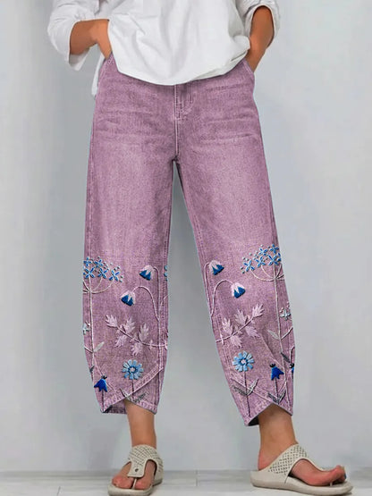 Aven | Pantalon décontracté brodé