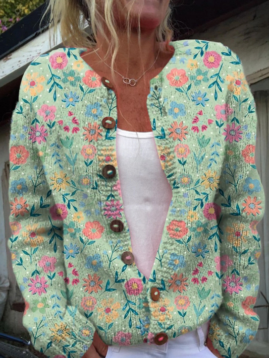 Marianne | Cardigan Boutonné Imprimé à Motif Floral