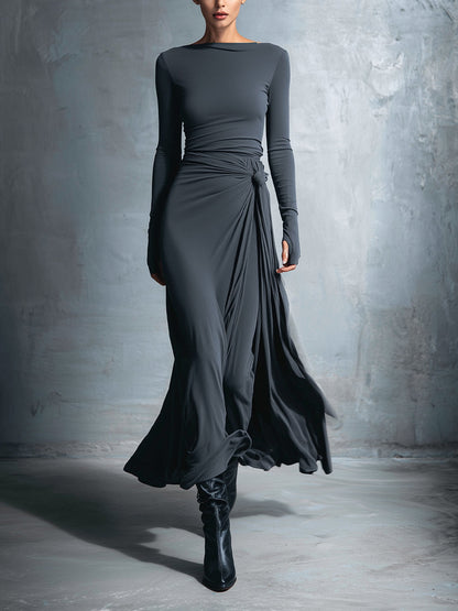 Naomie | Robe Longue avec Nœud Effet Soie