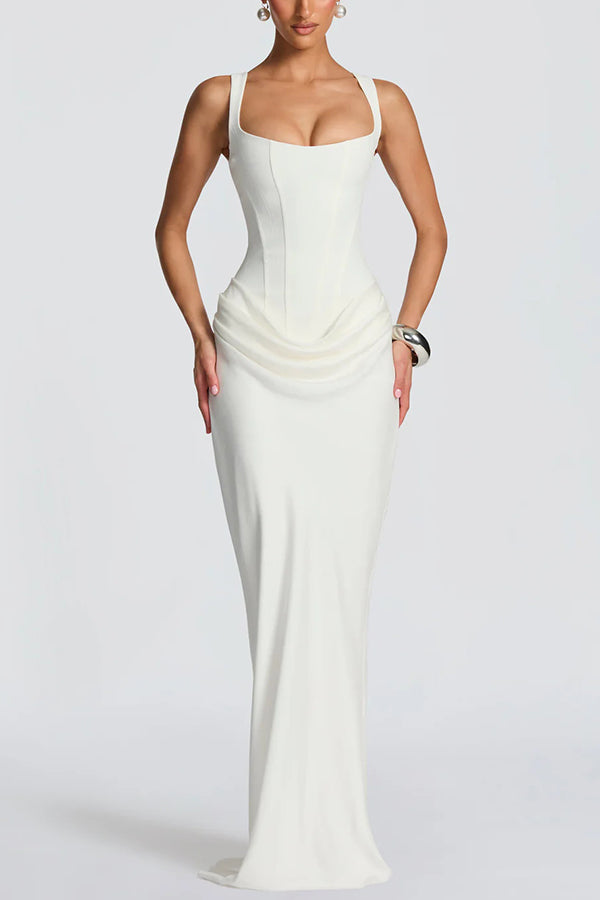 Éléonore | Robe Longue à Encolure Carrée