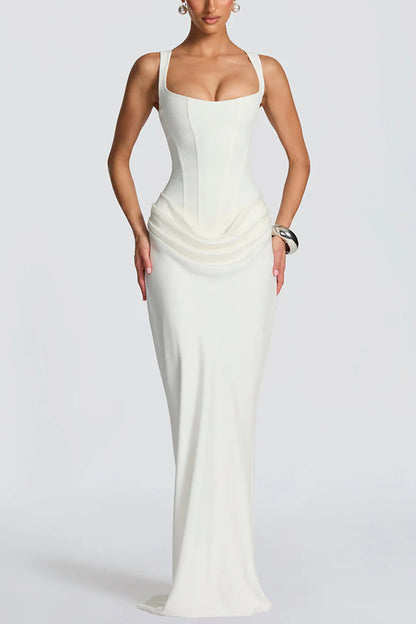 Éléonore | Robe Longue à Encolure Carrée