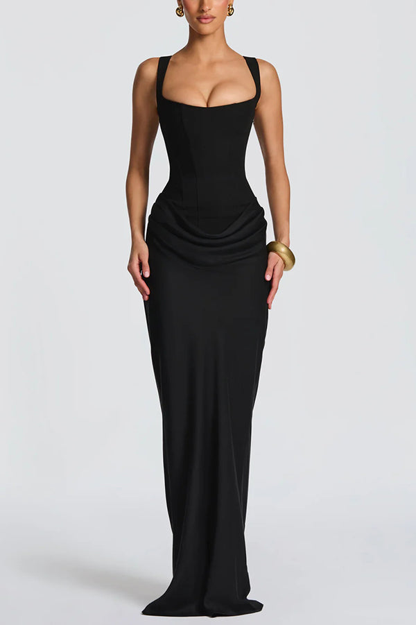 Éléonore | Robe Longue à Encolure Carrée
