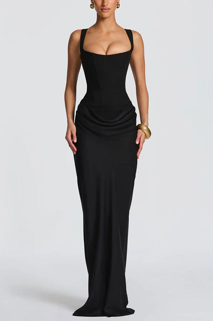 Éléonore | Robe Longue à Encolure Carrée