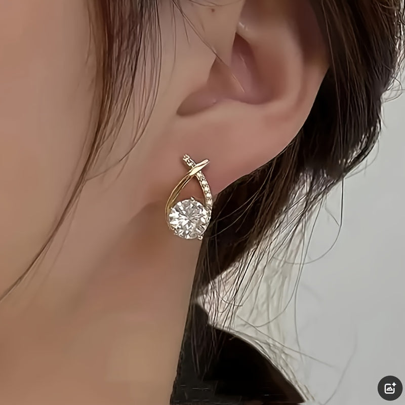 Soledad - Boucles d'Oreilles avec Croix Dorée et Zircone