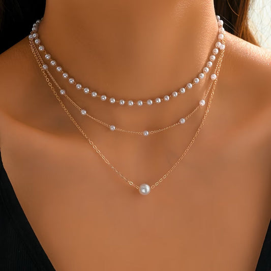 L'Ensemble de Colliers Trinity Pearl Layer