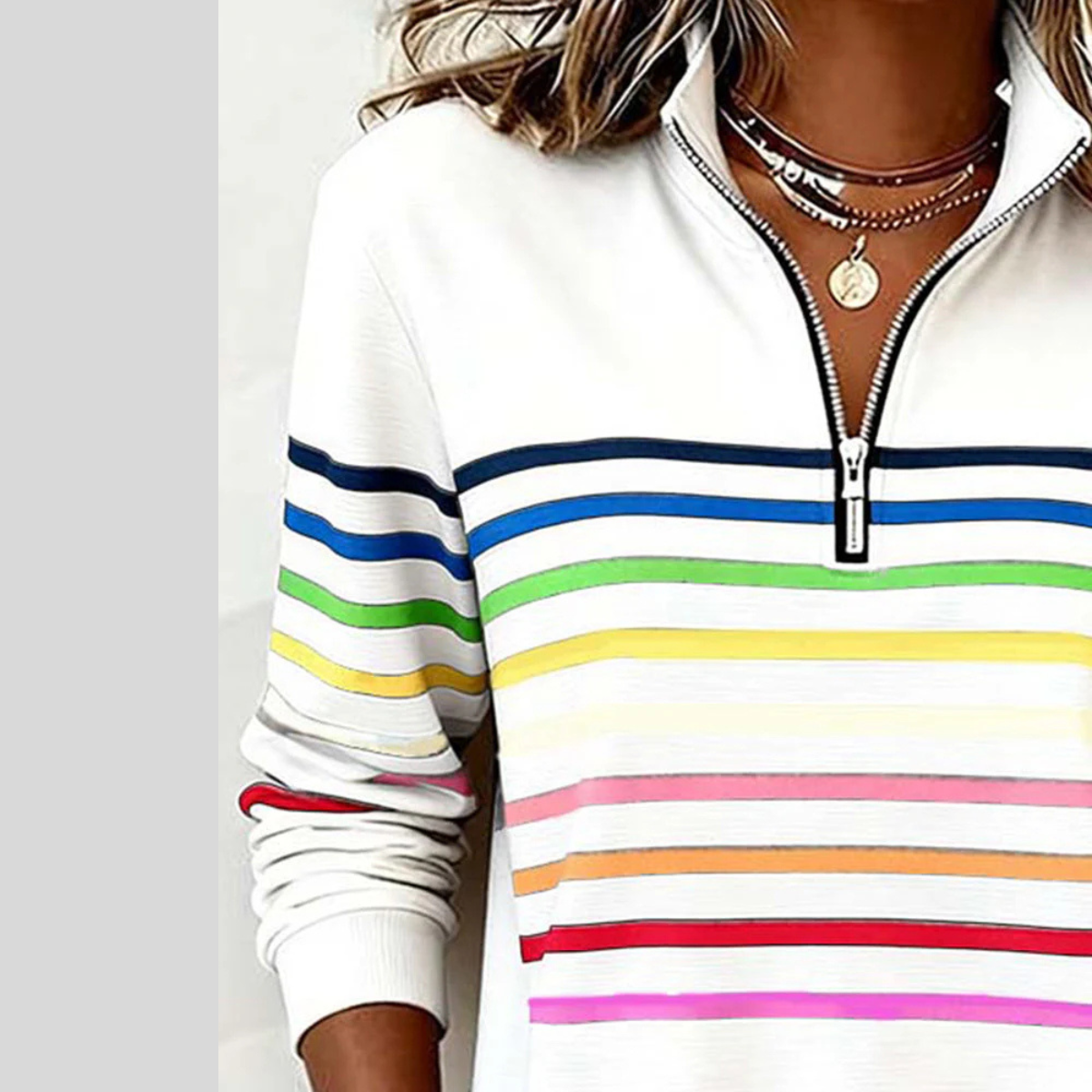 Prismette™ | Sweat quart-zippé à rayures colorées