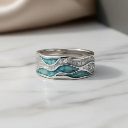 Régine - Bague Vagues Turquoise en Argent
