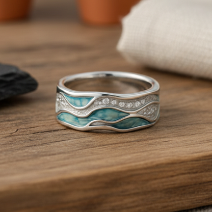 Régine - Bague Vagues Turquoise en Argent