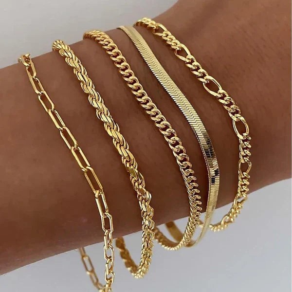 Émilie - Ensemble de 5 Bracelets en Or
