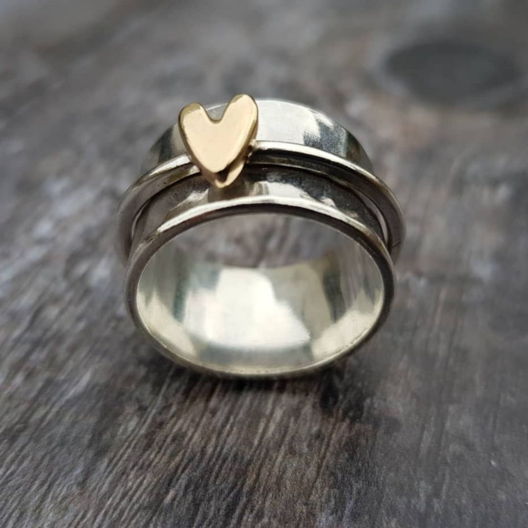 Isabelle - Bague en Argent avec Cœur Doré