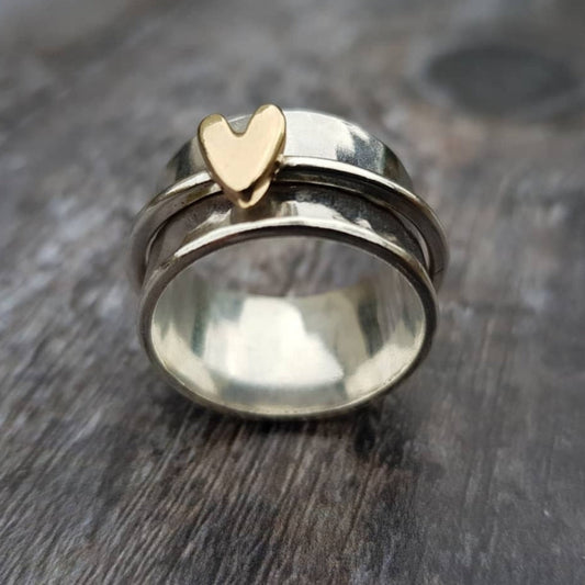 Isabelle - Bague en Argent avec Cœur Doré